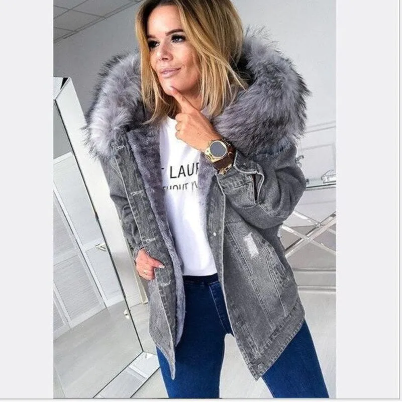 Wool collar cowboy splicing jacket