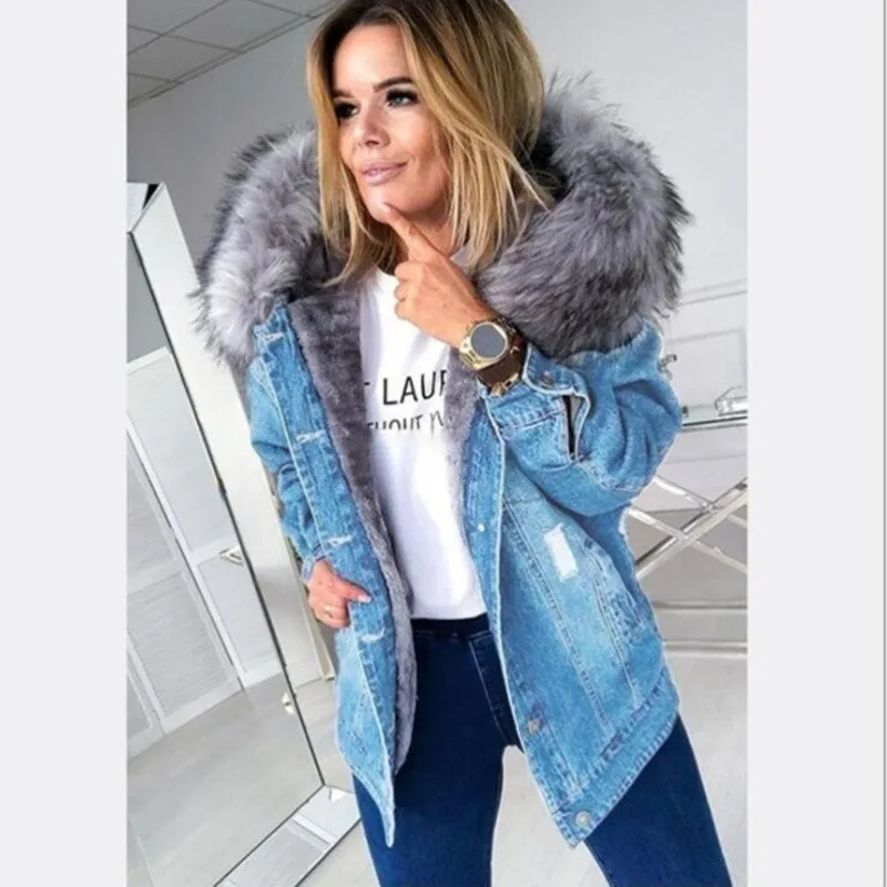Wool collar cowboy splicing jacket