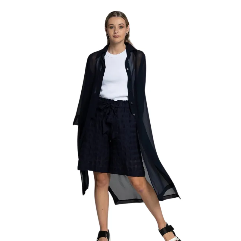 X.Lab Designer black chiffon long layering coat, size 10